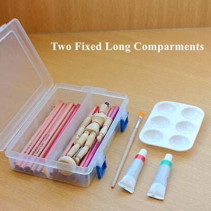 3 Pack Plastic Removable Divider Box and Storage Case for Small Parts, Hardware and Craft, 6 Grids, Clear