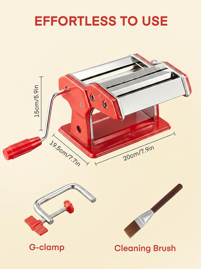 FOHERE Manual Pasta Maker, 7 Adjustable Thickness, 3-in-1