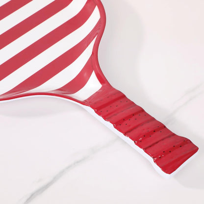 UPware Watermelon Melamine Chip and Dip Snack Tray, Summer Fruit Pickleball Paddle Shape Platter for Chips, Salsa, Fruits, and Appetizers, 15.75 x 8 Inch