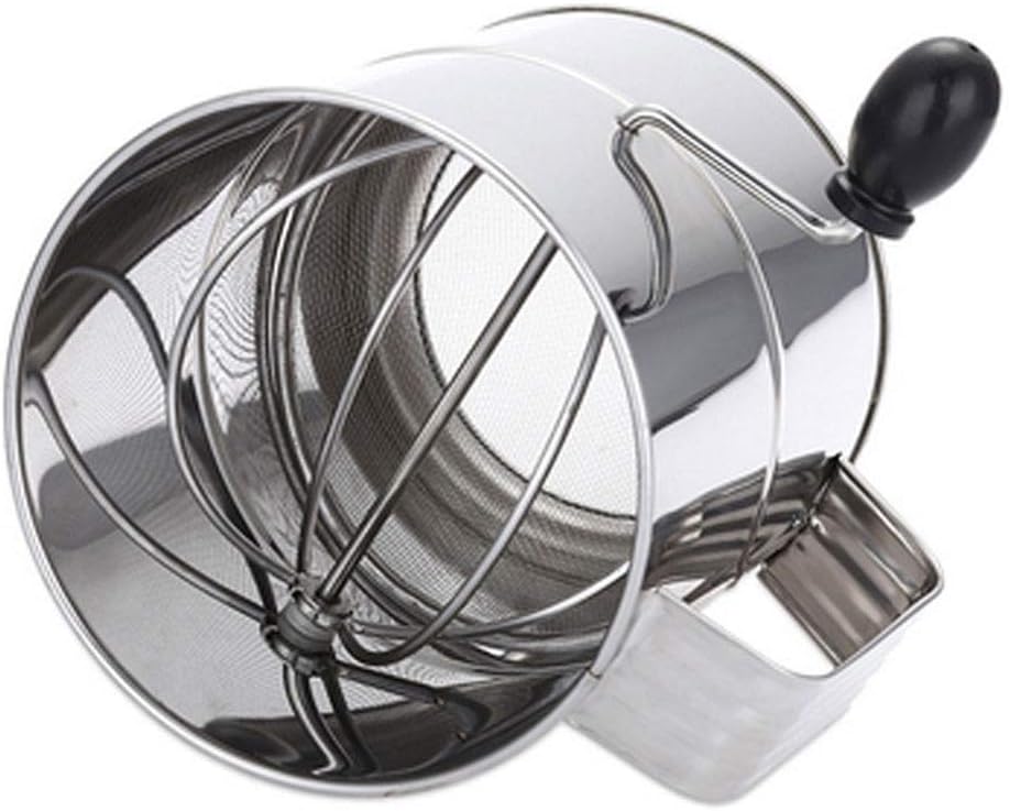 Flour Sifter, 8-Cup Hand Crank Baking Sifter with Fine Mesh Rotary
