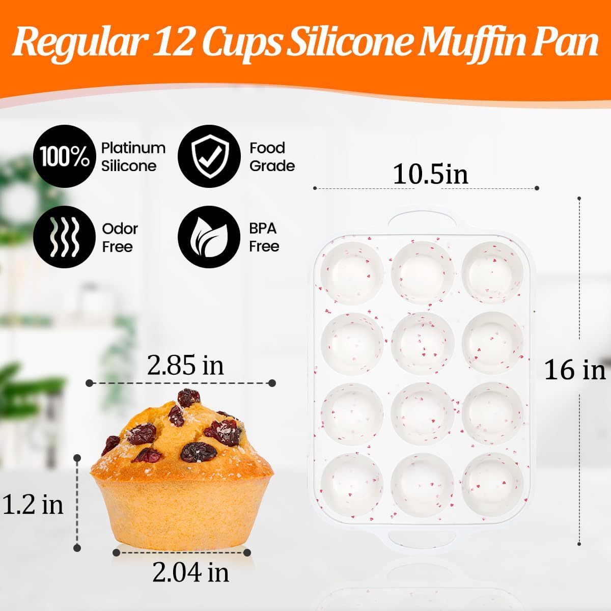 CAKETIME Mini Muffin Pan, Metal Reinforced Frame Mini Cupcake Pans 24 Cups Nonstick Muffin Silicone Molds with Handle for Baking Muffins, Cupcakes, Egg Bites 2 Pack