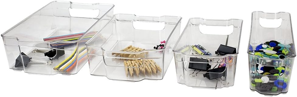 Home Basics Clear Plastic Storage Fridge Bin with Handles (Small)