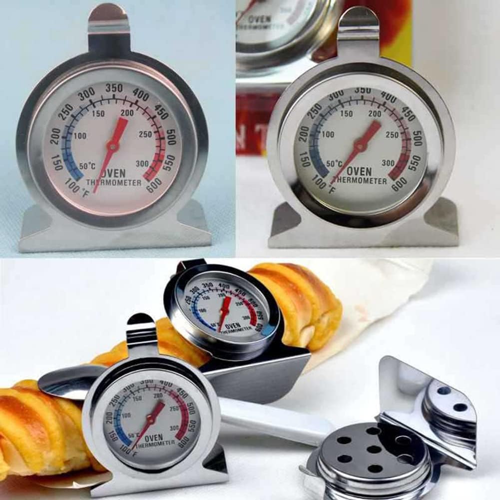 Silver Oven Thermometer 50-300°C/100-600°F, Woodstove Thermometers, Oven Grill Fry Chef Smoker Thermometer Instant Read Stainless Steel Thermometer Kitchen Cooking Thermometer, Oven Thermometers