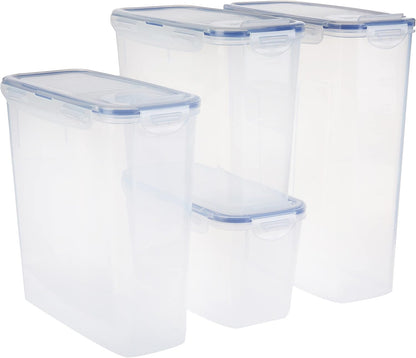 Lock & Lock Easy Essentials Food Storage Bin Set for Pasta, Flour, Sugar/Airtight Container Lids/BPA-Free/Dishwasher Safe, 8 Piece - Clear