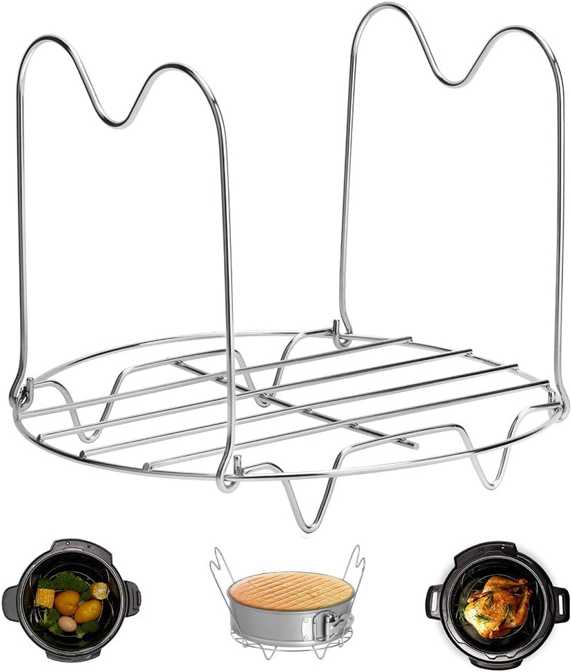 Steamer Rack Trivet with Handles Compatible with Instant Pot Accessories 3 Qt 5 Quart, Pressure Cooker Trivet Wire Steam Rack, Great for Lifting Out Whatever Delicious Meats & Veggies You Cook