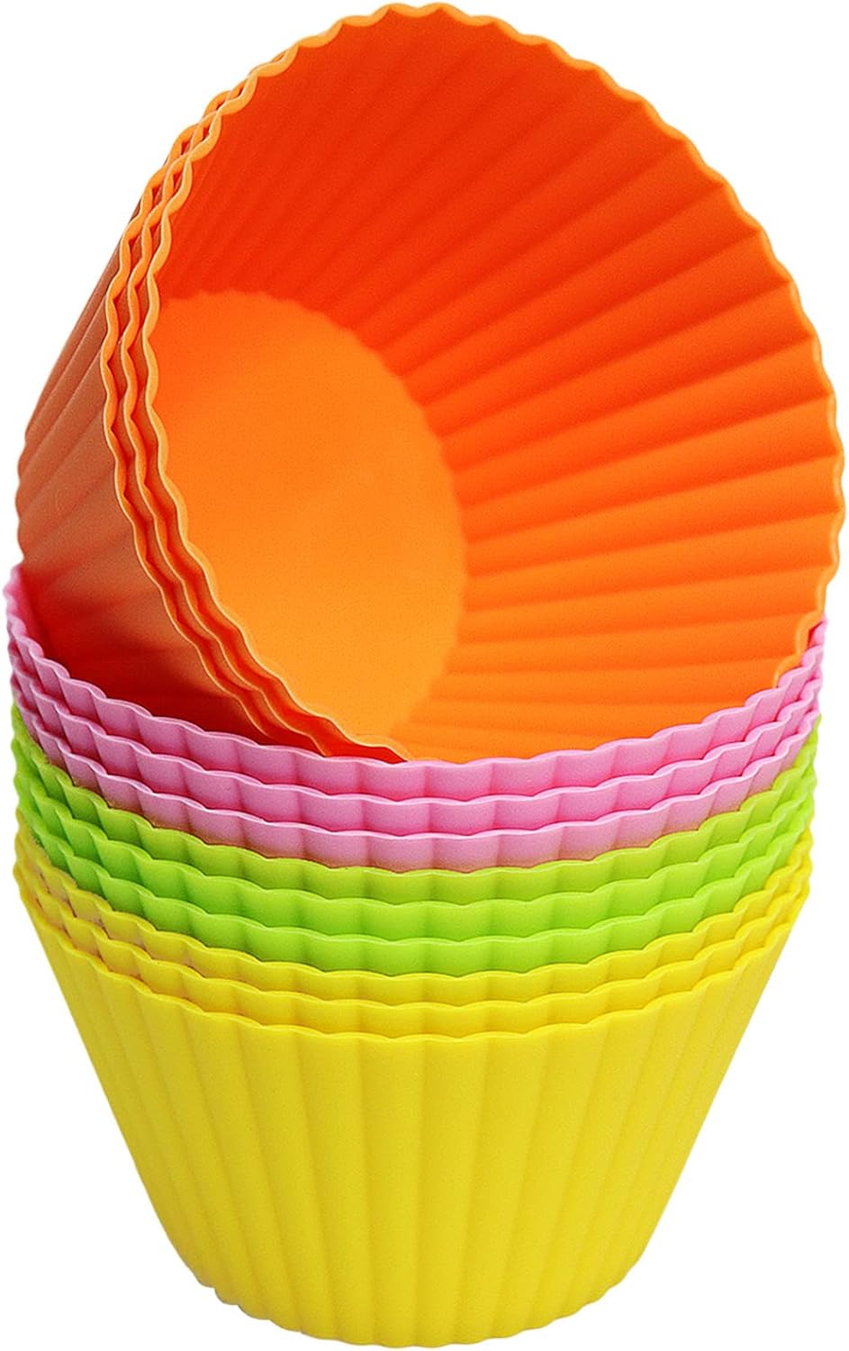 Extra Large Silicone Cupcake Muffin Cups 12 Pack, 3.54 Inch Muffin Liners, Reusable Jumbo Silicone Baking Cups Easy to Clean, Great for Cupcake, Mousse(Multicolor)