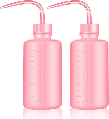 Wash Bottle 2pcs 250ml/8oz Safety Watering Tools, Economy Plastic Squeeze Washing Cleaning With Narrow Mouth Scale Labels for Medical Succulent Irrigation Plant (Black)