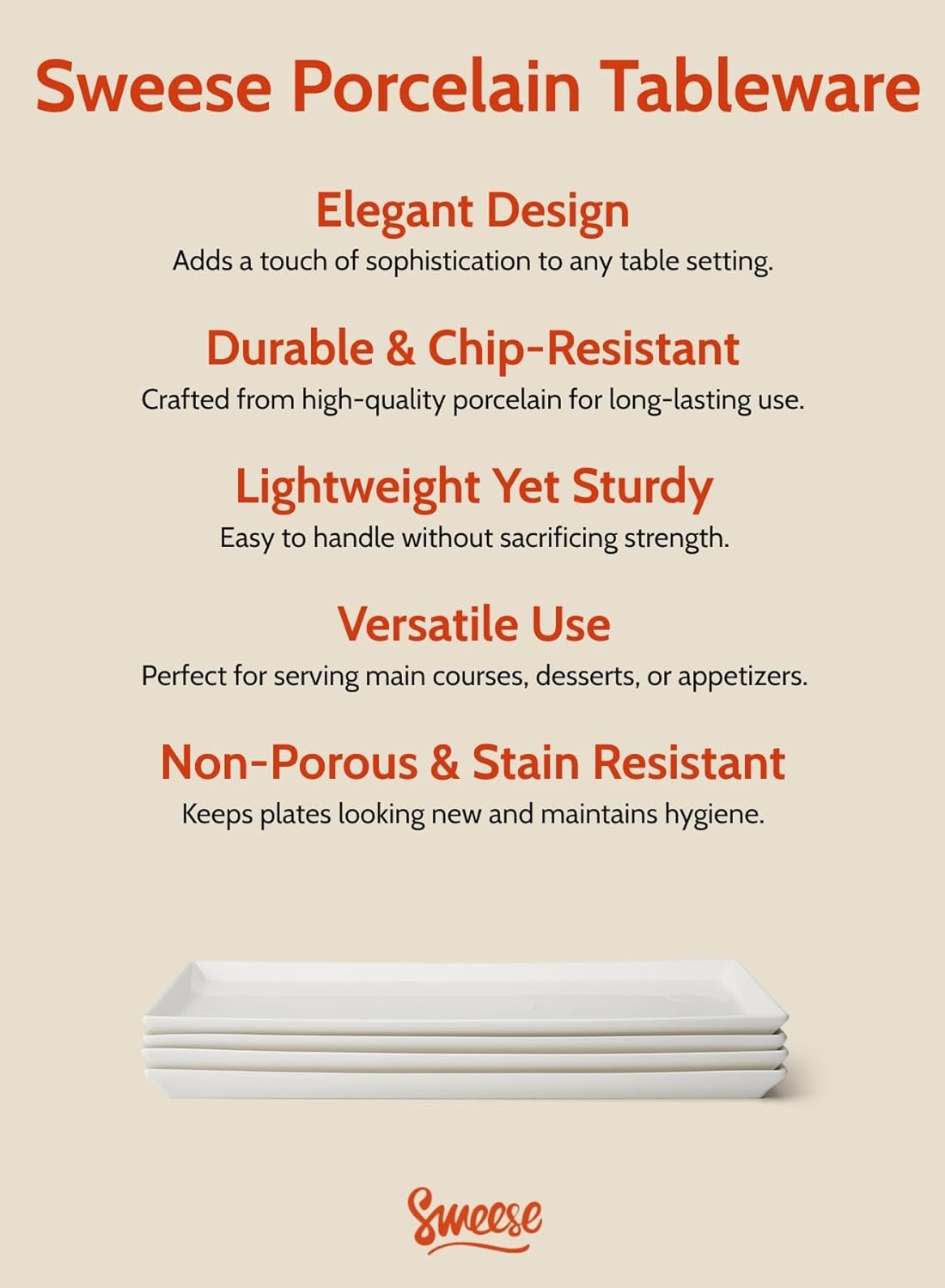 Sweese Serving Platter, 15.5/13.8/11.7 Inch Rectangle Porcelain Serving Trays, Serving Dishes for Entertaining, White Platters for Serving Food Party, Turkey Platter for Thanksgiving, Set of 3