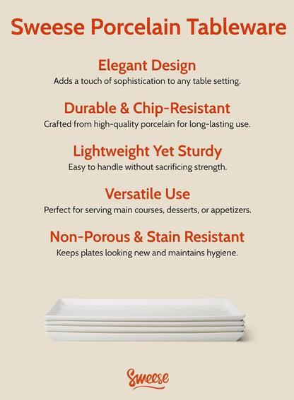 Sweese Serving Platter, 15.5/13.8/11.7 Inch Rectangle Porcelain Serving Trays, Serving Dishes for Entertaining, White Platters for Serving Food Party, Turkey Platter for Thanksgiving, Set of 3