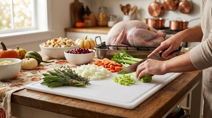 FARBERWARE Large Cutting Board, Dishwasher- Safe Plastic Chopping Board for Kitchen with Easy Grip Handle, 11in by 14in, White