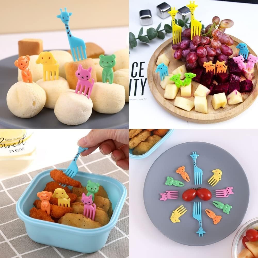 Silicone Lunch Box Dividers,24 pcs Bento Box Dividers with 20 Animal Picks,Silicone Bento Box Inserts,Cupcake Baking Cups,Muffin Pan Liners,Reusable and BPA Free