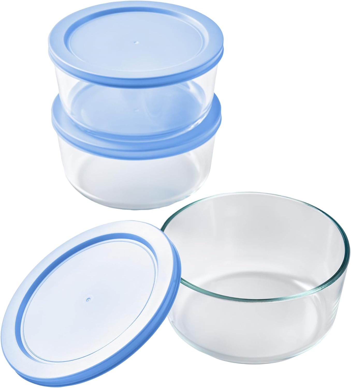 6-Piece Glass Food Storage Containers Set (3 Containers + 3 BPA-Free Lids) | 2-Cup, Leakproof | Microwave, Freezer, Oven & Dishwasher Safe | Ideal for Meal Prep & Pantry Organization, Pistachio