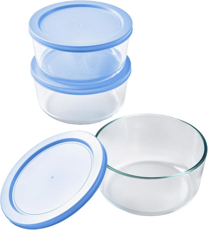 6-Piece Glass Food Storage Containers Set (3 Containers + 3 BPA-Free Lids) | 2-Cup, Leakproof | Microwave, Freezer, Oven & Dishwasher Safe | Ideal for Meal Prep & Pantry Organization, Pistachio