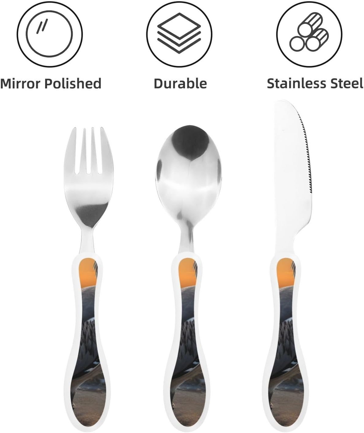 3-Piece Kids Silverware Set With Storage Case, Stainless Steel Reusable Children Safe Knife Spoon Fork Set Elephant Pattern Children Flatware Set For Kids Lunch Box