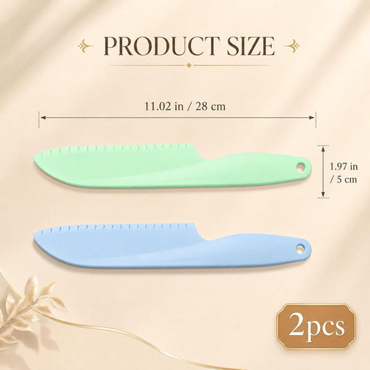 JJUNW 2 Pcs Plastic Serrated Knife,11 Inch Professional Lettuce Knife Set