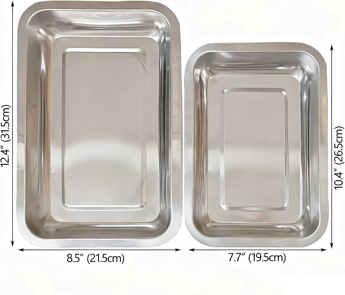 3 Pack Stainless Steel Breading Trays Set,Breading Pans for Marinating, and Prepping Meat Chicken and Fish 10.4" x 7.7" x 1.9"