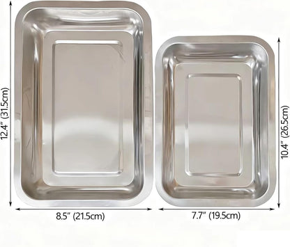 3 Pack Stainless Steel Breading Trays Set,Breading Pans for Marinating, and Prepping Meat Chicken and Fish 10.4" x 7.7" x 1.9"