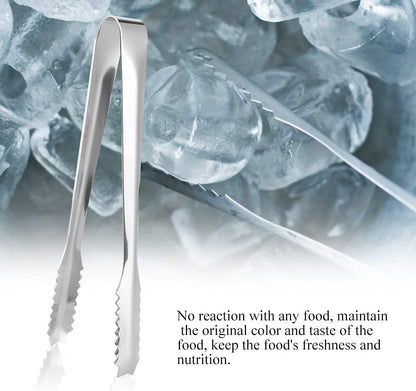 Ice Tongs, Serving Tongs Bar Sugar Stainless Steel Biscuit Buffet Grill Kitchen Edition Clamp Tool Heat Non Slip Grip Glossy Silver For Baking Pastry Salad BBQ Cooking
