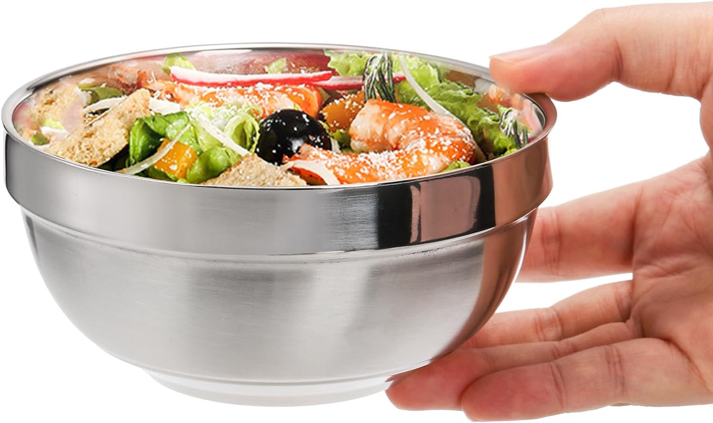 yarlung 10 Pack Stainless Steel Bowls 5 Inch Snacks Bowl, 15 Oz Soup Bowl Lightweight Salad Bowls Double-walled Metal Serving Dishes for Sauces, Rice, Noodle, Ice Cream