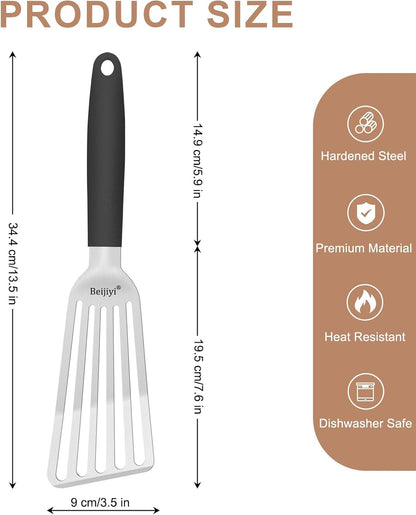 Beijiyi 2 Pack Stainless Steel Fish Spatula, 13.5" & 11.7"