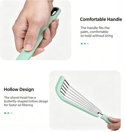 Nonstick Fish Spatula With Silicone Edge, FENGCHEN Silicone Fish Spatula, Heat-Resistant Fish Turner Spatula,Fish Spatulas For Cooking, For Scrapping, Flipping, Frying, Turning Foods (Silver)