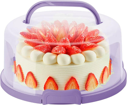 10 Inch Portable Cake Stand Carrier Holder with Lid and Handle Round Cake Storage Containers Cupcake Plastic Cake Cover Holder for Transport Red
