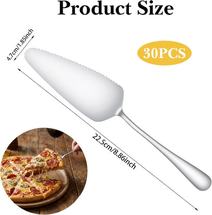 30 Pcs Pie Servers Pizza Server Spatula, Cake Pastry Cutter, Silver