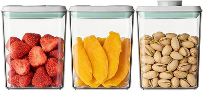 Airtight Food Storage with One-Touch Lid, (3 × 1.27 QT / 1.2 L) Stackable Durable PET for Sugar, Grains, Coffee Beans, and Baking Pantry Organization