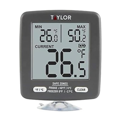 Taylor Digital Refrigerator Freezer Thermometer with Min/Max LCD Display
