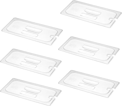 6-Pack Clear Polycarbonate Handled Lids for 1/6 Size NSF Food Pans