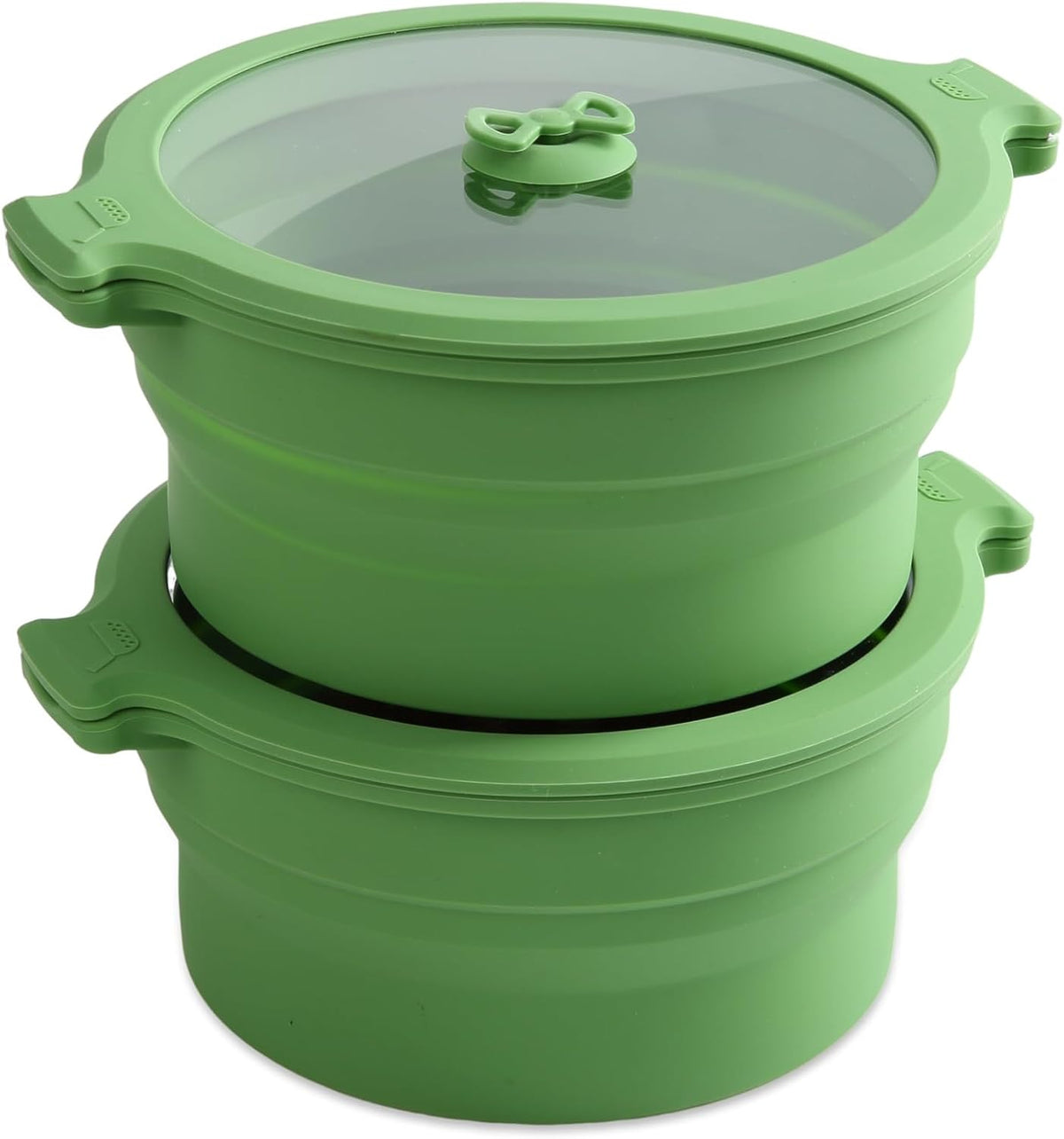 2 Set 27oz and 47oz Collapsible Silicone Microwave Vegetable Steamer Cooker