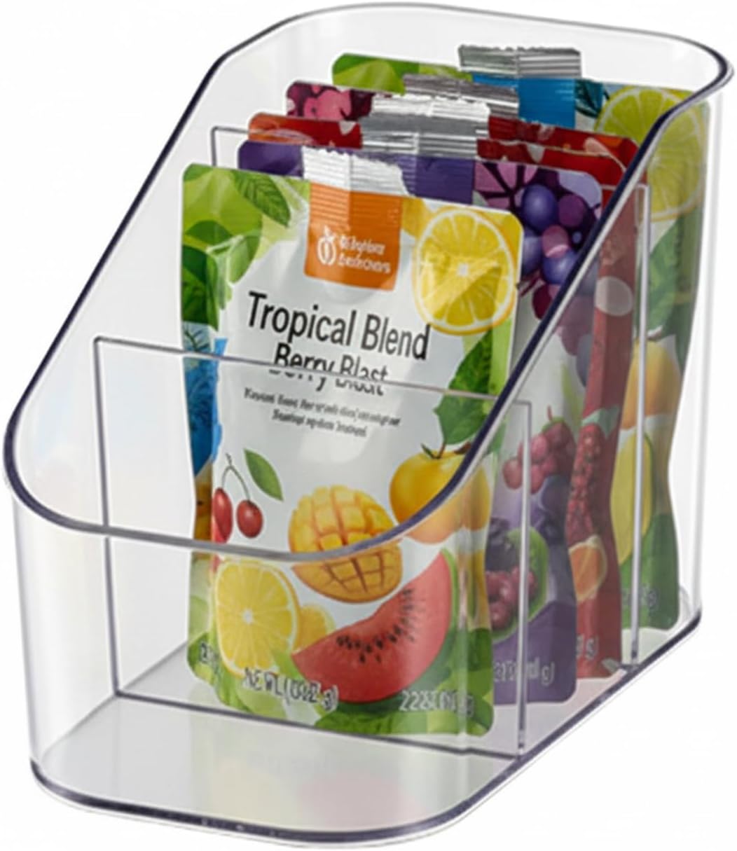 Drink Packet Organizer, Powdered Drink Mix,Powder Packet,Acrylic Water Flavor Packet Organization Container with Removable Dividers for Storage Bins for Kitchen Cabinet, Pantry,Office