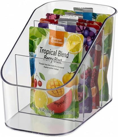 Drink Packet Organizer, Powdered Drink Mix,Powder Packet,Acrylic Water Flavor Packet Organization Container with Removable Dividers for Storage Bins for Kitchen Cabinet, Pantry,Office
