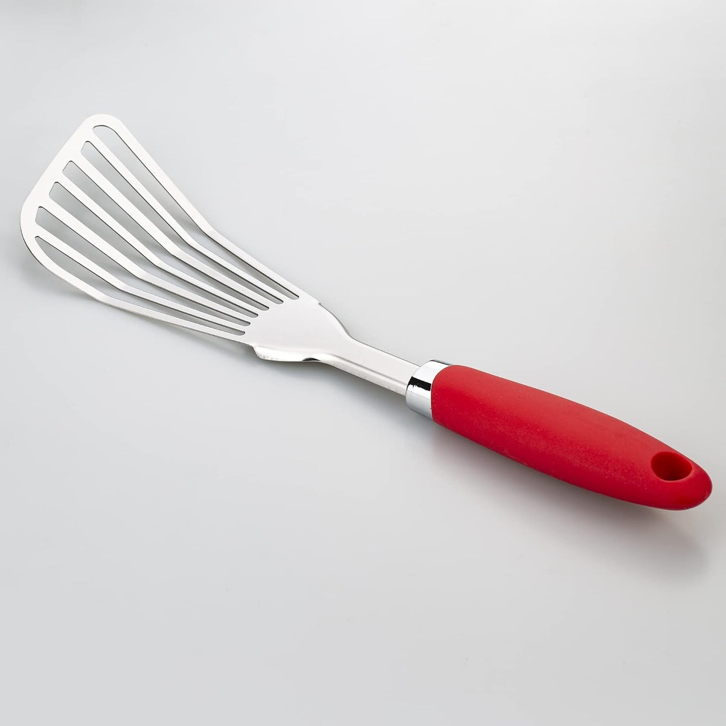 304 Stainless Steel Fish Spatula, Thin Flexible Slotted Turner | Non-Slip Ergonomic Handle, Metal Spatula for Fish, Eggs, Burgers, Cast Iron & Griddle, Black