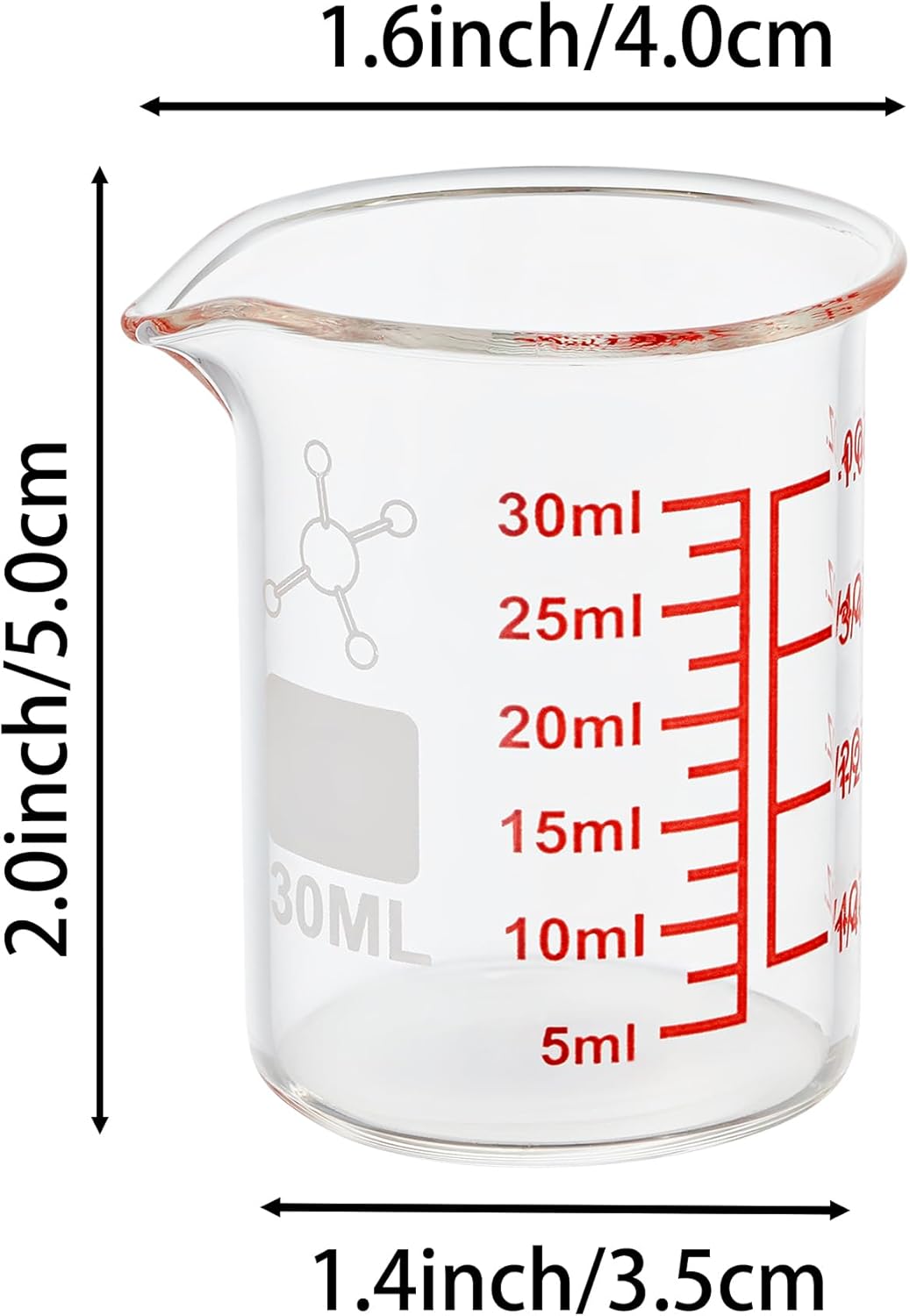 Ackers Mini Glass Measuring Beaker Set, Borosilicate, 2oz 4oz 8oz Measuring Cups