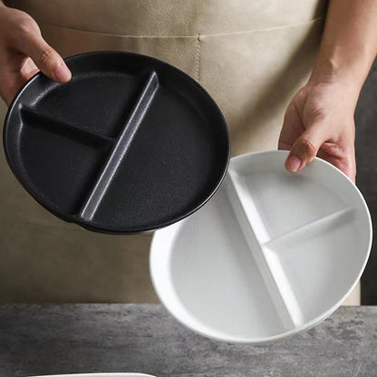 LRUUIDDE (5 Pack) Portion Control Plate for Balanced Eating, 9" Unbreakable Divided Plates,3 Compartment Plates, Reusable Plastic Plates, BPA Free for Adults