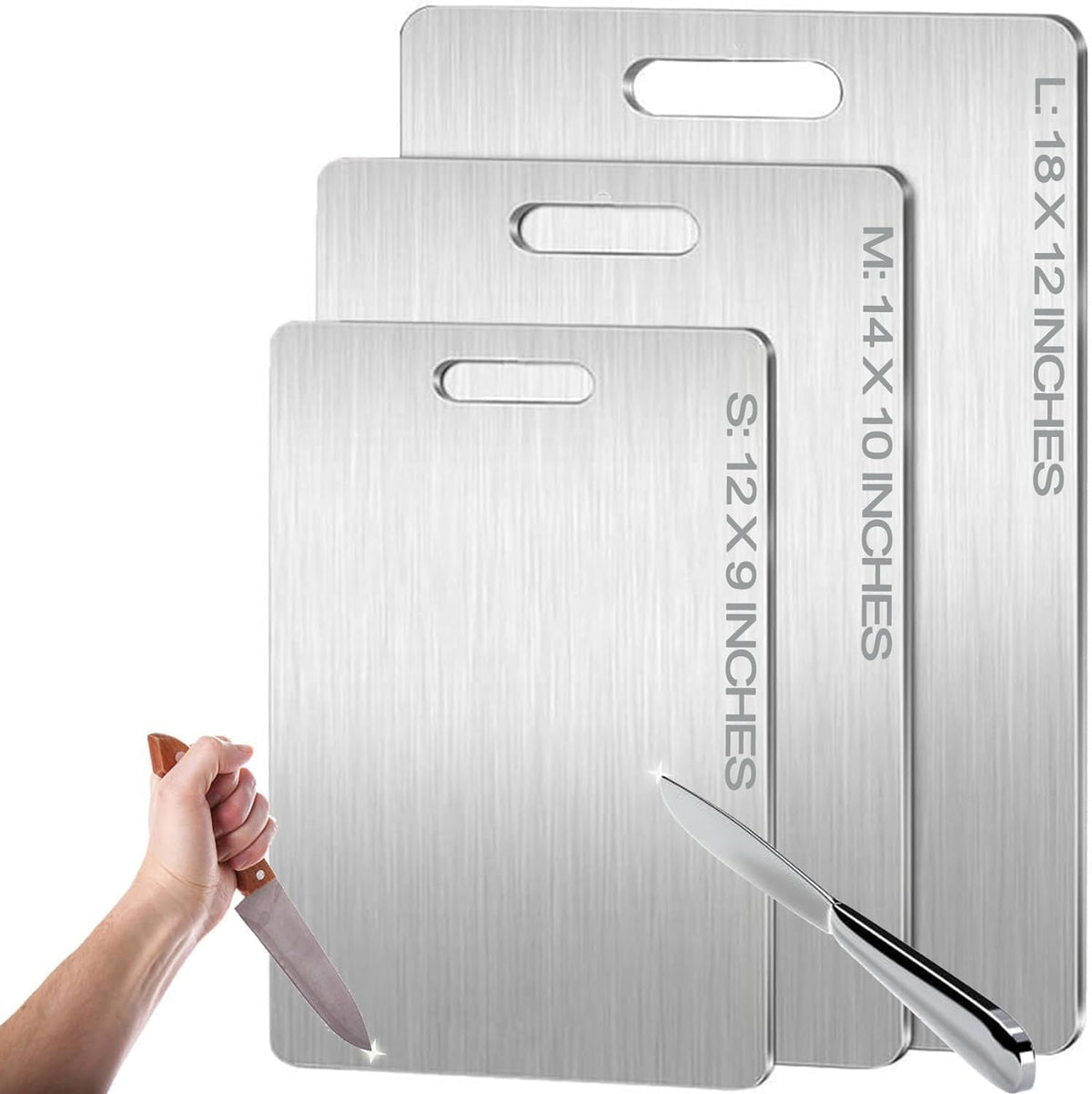 Titanium Cutting Board - 2026 New Upgrade 100% Pure Titanium Cutting Boards for Kitchen Double Sided Non Toxic Titanware Cutting Board,Hygiene Durable Dishwasher Safe Chopping Board (12"L x 9"W)