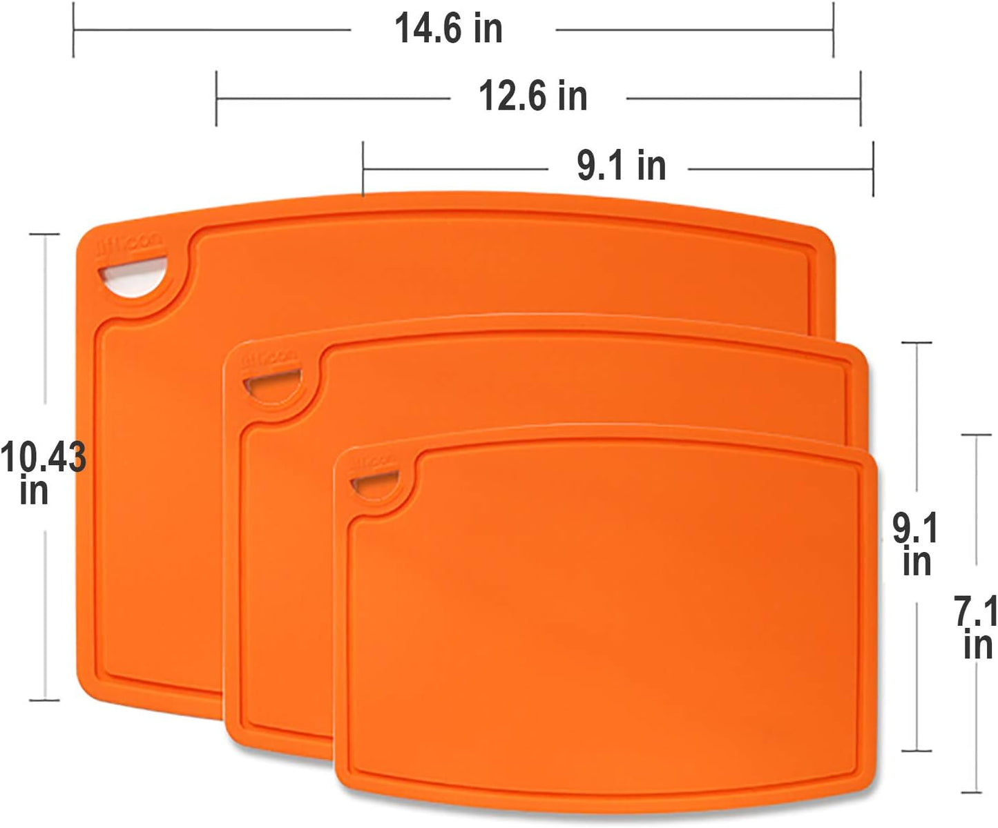 Liflicon Thick Cutting Boards for Kitchen Silicone Chopping Board Set of 2 Mid 12.6'' x 9.1”,Mini 9.1”x7.1” Non-slip Deep Drip Juice Groove Easy Grip Handle,Dishwasher Safe-Red