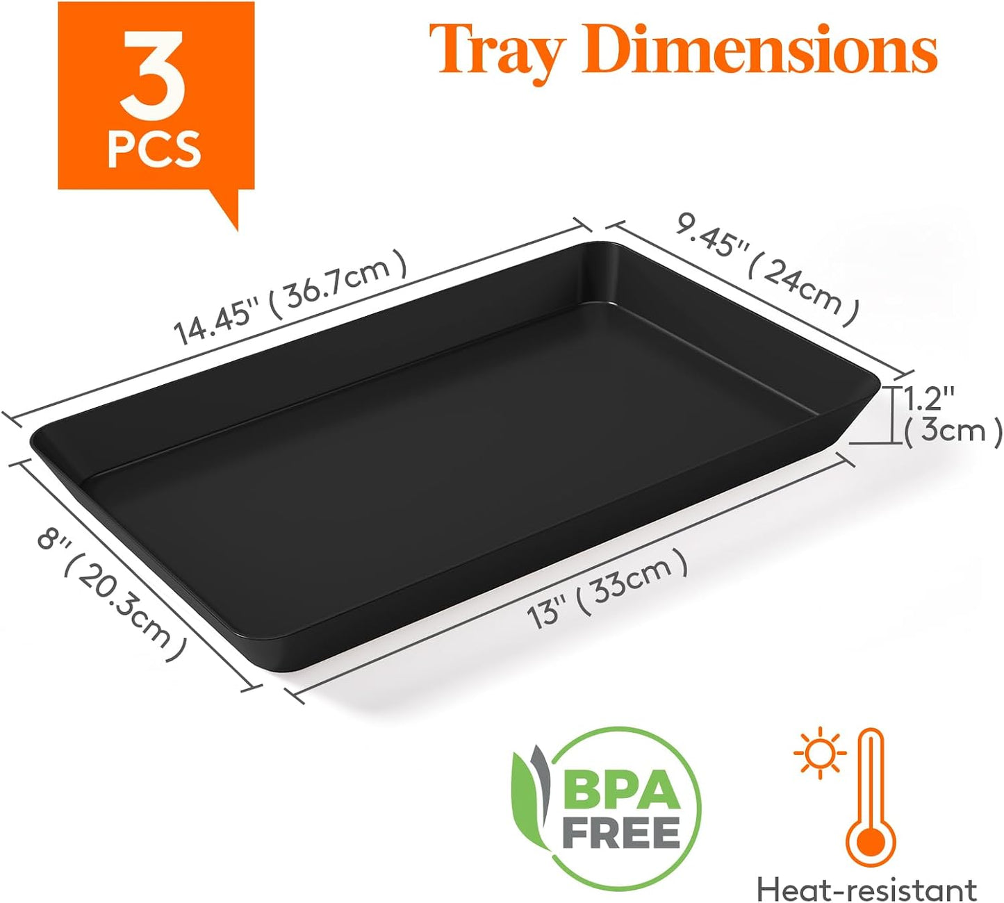 Lifewit Plastic Serving Tray for Party Supplies, 15" x 10" White Trays for Serving Food, Reusable Large Platter for Buffet, Fruit, Dessert, Snack, Veggie, Kitchen and Outdoor Use, Rectangle, 10 Pcs