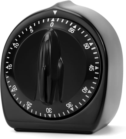 Kitchen Timers for Cooking, 60 Minute Wind Up - Chef Cooking Timer with Loud Alarm,100% Mechanical Desk Timer -No Batteries Required - Manual Countdown timers for Home, Study and Cooking (Black)