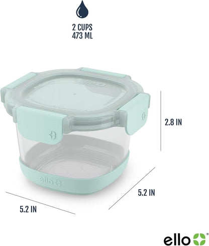 Ello Duraglass Glass Meal Prep Sets Leak-Proof Glass Food Storage Containers with Airtight BPA-Free Plastic Lids, Dishwasher, Microwave, and Freezer Safe