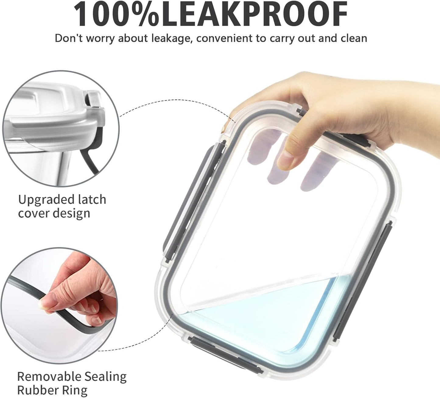 24 Pieces Glass Food Storage Containers with Lids,Glass Meal Prep Containers Set with Locking Lid,Airtight Glass Lunch Container for Kitchen,BPA Free(12 Lids & 12 Containers)