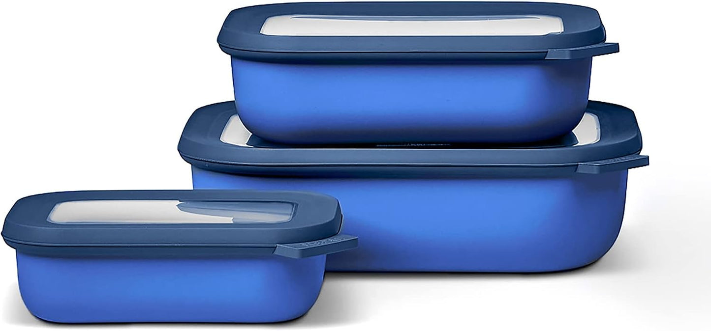 Mepal – Multi Bowl Cirqula 3-Piece Set – Food Storage Container with Lid - Suitable as Airtight Storage Box for Fridge & Freezer, Microwave Container & Servable Dish - 500, 1000, 2000ml - Vivid green