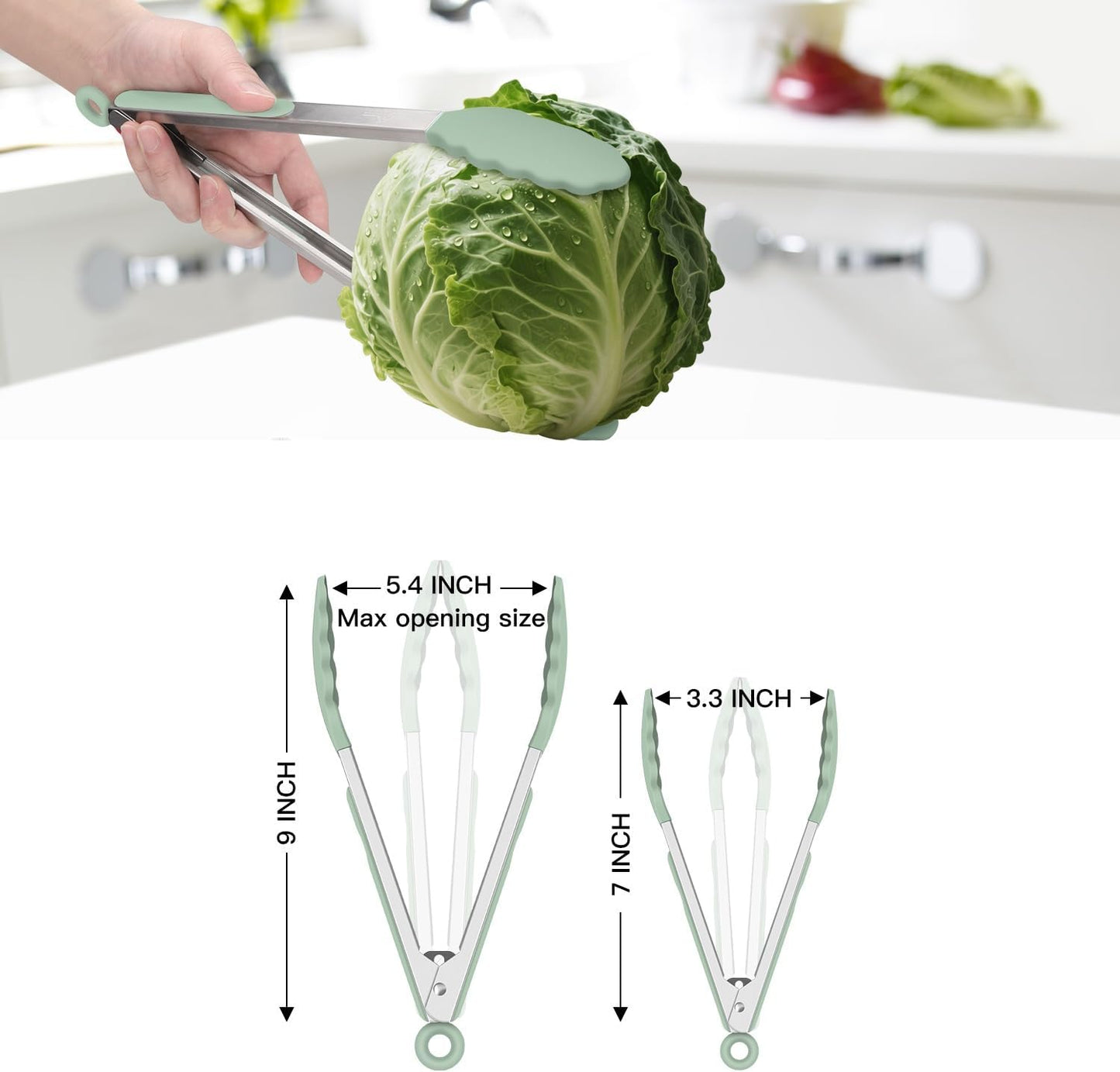 HOTEC Premium Stainless Steel Locking Kitchen Tongs with Silicon Tips, Set of 2-9" and 12"