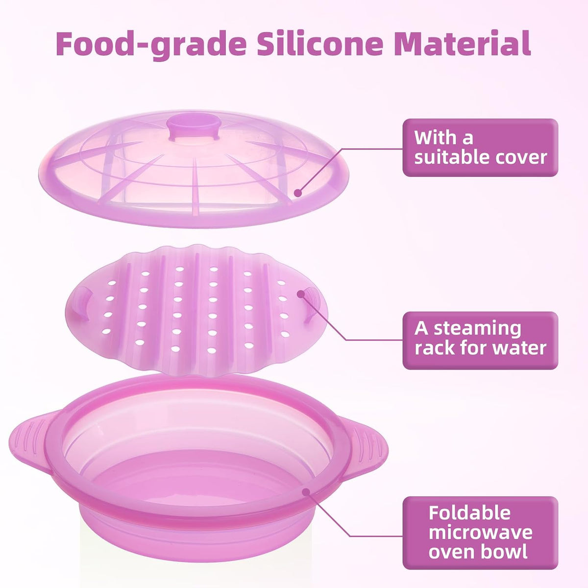 Silicone Microwave Steamer Collapsible Cooker for Vegetables Fish Prep Meal