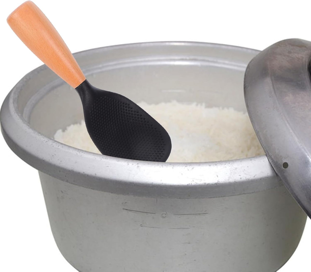 MAGICLULU Silicone Rice Paddle with Wooden Handle, Non Stick Rice Spoon