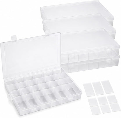 APACALI 6 Pack Plastic Organizer Box with Dividers, 18 Grids Clear Tackle Box Organizer, Adjustable Compartment Storage Boxes for Beads, Jewelry, Crafts, Fishing Lures, Screws and Small Parts
