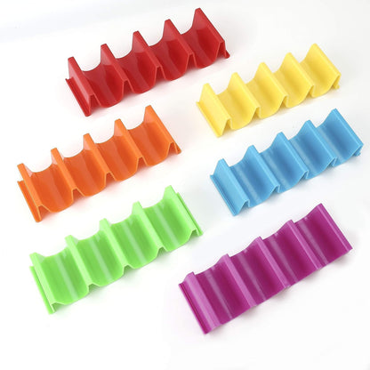 6-Color Small Taco Holder Stand – 6-Slot BPA-Free Taco & Tortilla Organizer for Kitchen, Parties, Picnics & BBQ | Dishwasher Safe, Stackable & Space-Saving Design