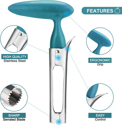 SCHVUBENR Premium Apple Corer Tool - Easy to Use and Clean - Sturdy Apple Core Remover with Sharp Serrature - Stainless Steel Corers for Apple and Pear - Core Fruits with Ease(Black)