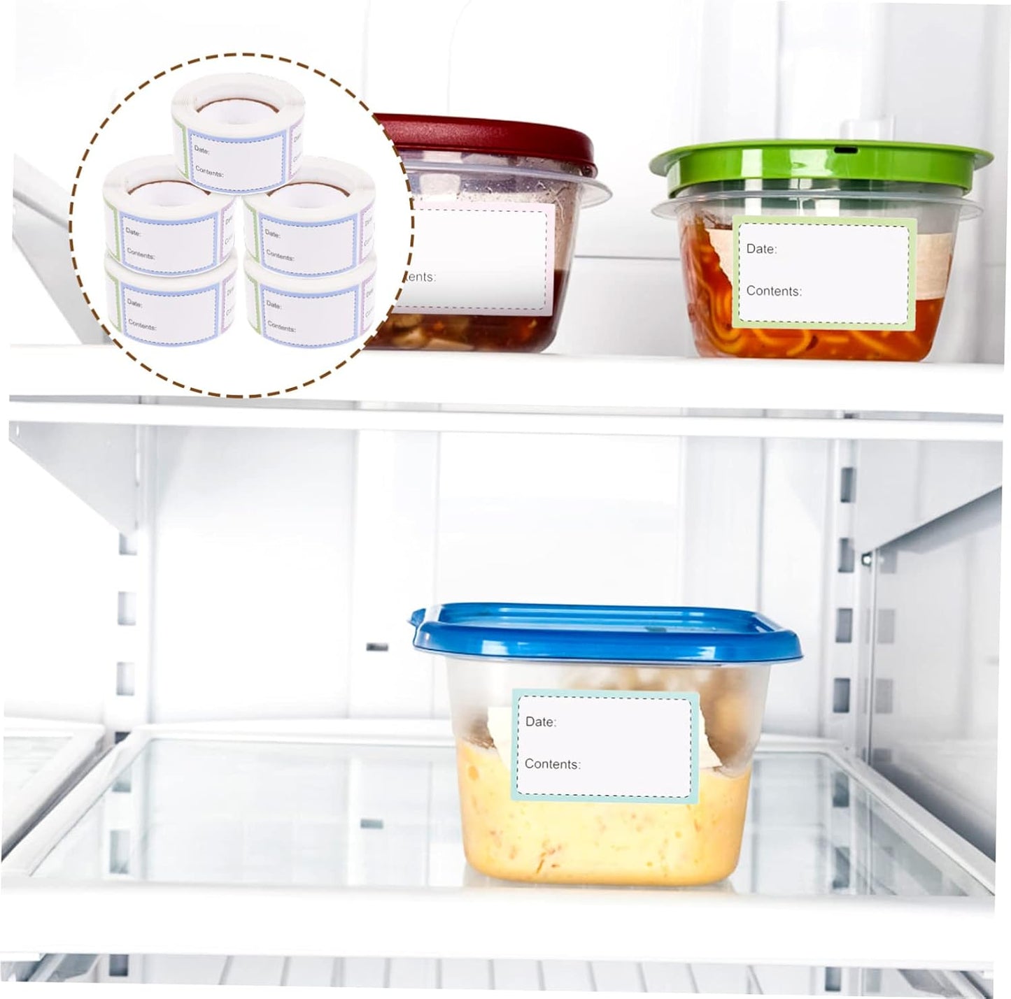 5rolls Safe Date Labels for Kitchen Pantry Writing Stickers Food Storage Labels Reusable Multipurpose Bottle Stickers